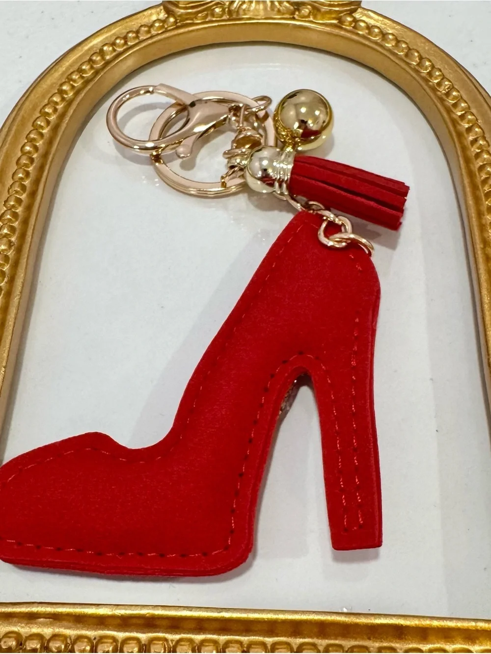 New Red Glitter High Heel Keychain